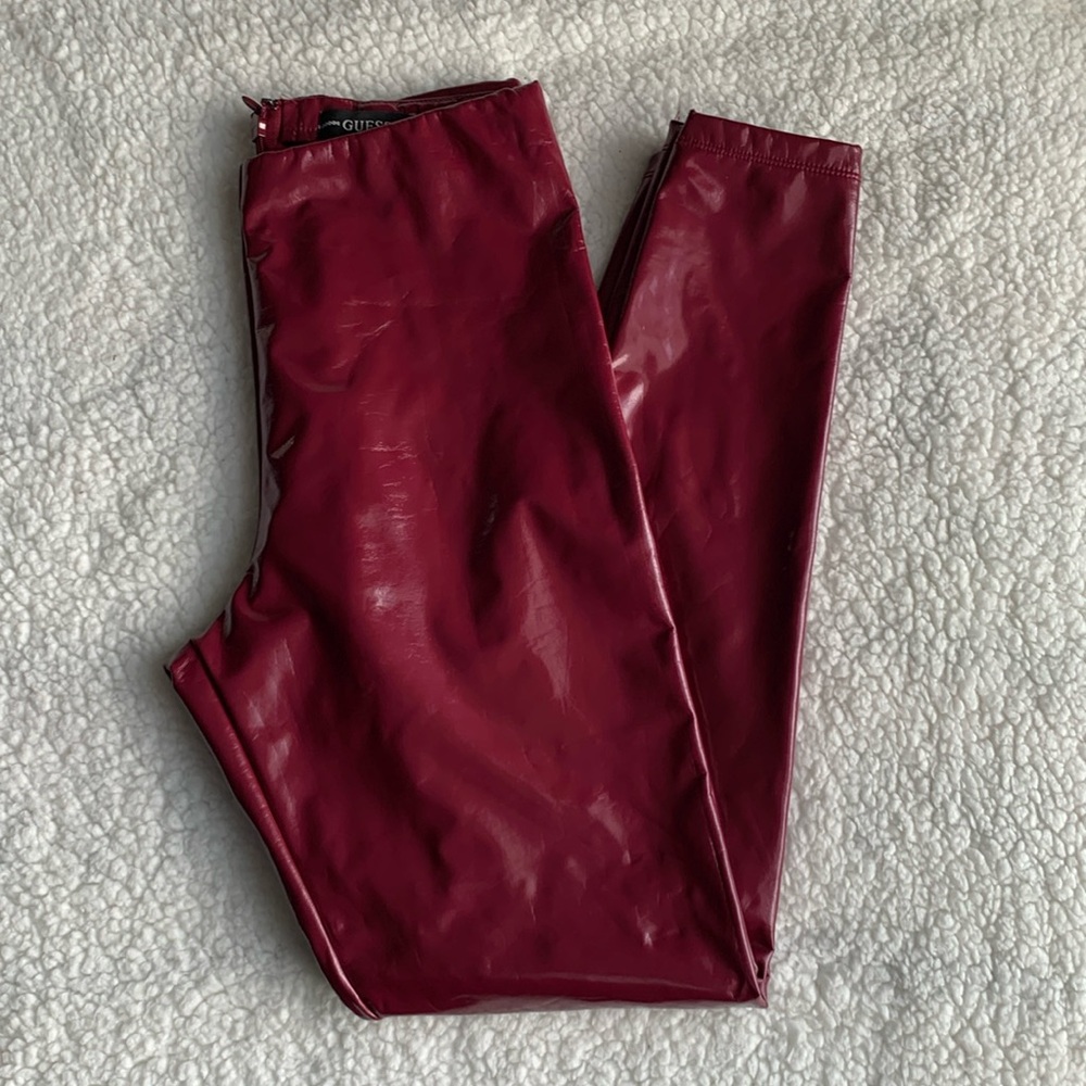 Guess Cherry Red Faux Leather Legging Pants